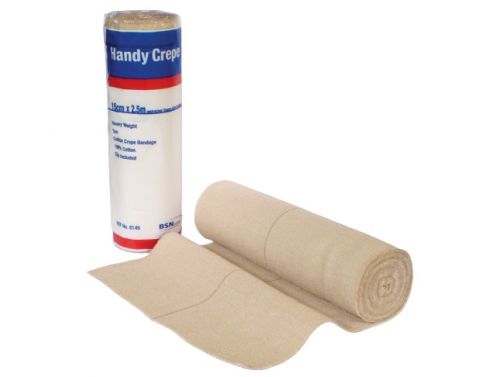 HANDYCREPE HEAVY CREPE BANDAGE / 100% COTTON / APPROX 4.5M STRETCHED / 5CM X 4.5M / PACK OF 12