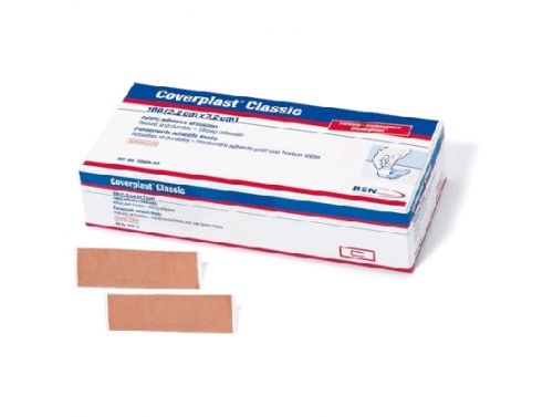 COVERPLAST CLASSIC FABRIC DRESSINGS / FIRST AID DRESSING STRIPS 2.2 X 7.2CM / BOX OF 100