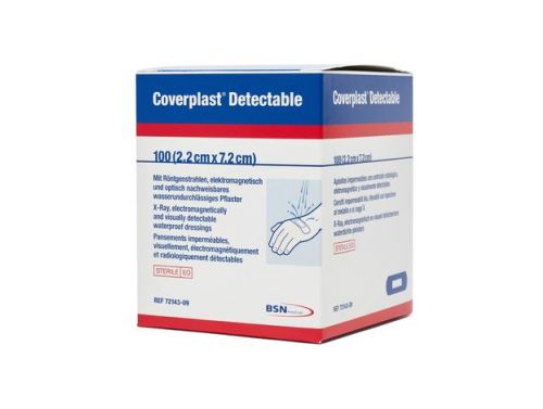 COVERPLAST DETECTABLE X-RAY AND METAL DETECTABLE WATERPROOF DRESSING / 5 X 4.4CM (FINGERTIP) / BOX OF 50