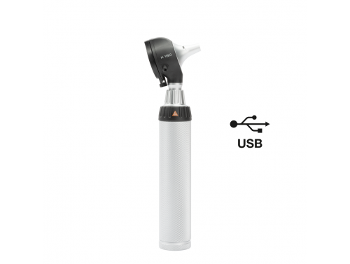 HEINE K180 F.O. OTOSCOPE WITH BETA4 USB RECHARGEABLE HANDLE WITH USB CORD AND PLUG-IN POWER SUPPLY
