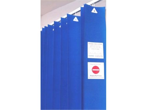 CUBICLE CURTAIN DISPOSABLE / 4.5M / BLUE / 2M DROP / PACK OF 8