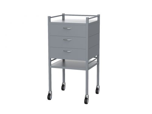 FORTRESS POWDER COATED SERIES INSTRUMENT TROLLEY / 3 DRAWER / 490X490X900MM
