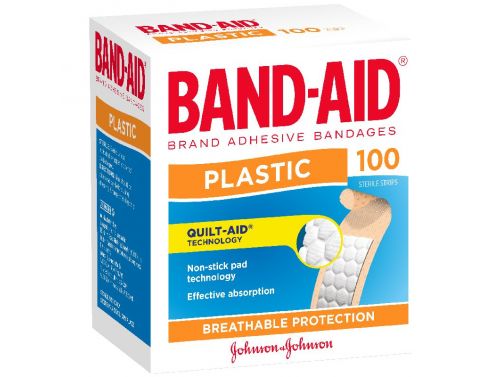 JOHNSON & JOHNSON BAND-AID PLASTIC ADHESIVE STRIPS / BOX OF 100
