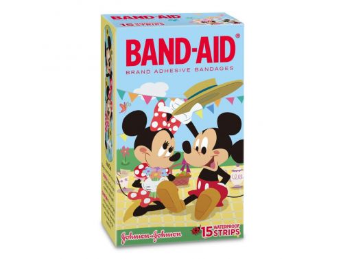 JOHNSON & JOHNSON BAND-AID PLASTIC ADHESIVE STRIPS CHARACTER STRIPS / MICKEY MOUSE / BOX OF 10