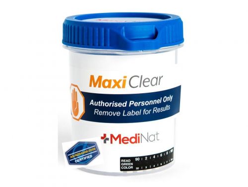 MEDINAT MAXI CLEAR 6 DRUGS URINE TEST CUP + 6 ADULTERANT TEST STRIPS (INC ALCOHOL)