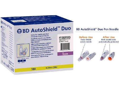 BD AUTOSHIELD DUO NEEDLE / 30G X 5MM / BOX OF 100