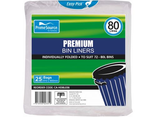 PRIMESOURCE GARBAGE BAGS / PREMIUM CLEAR 72-80L / BOX/250