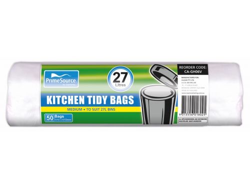 PRIMESOURCE KITCHEN TIDY BAGS / WHITE / ROLL OF 50