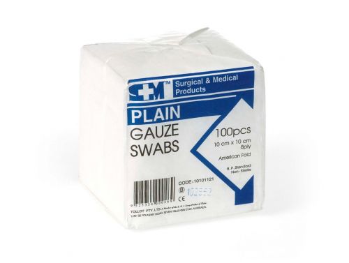 GAUZE SWABS / NON STERILE / NON WOVEN / 4 PLY / 7.5 x 7.5CM / PACK OF 100