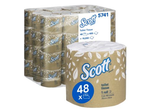 SCOTT TOILET TISSUE WHITE / 2 PLY 400 SHEET / BOX OF 48