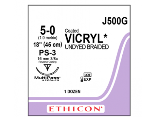 VICRYL COATED SUTURES / 5-0 / 16MM / 45CM / BOX OF 12