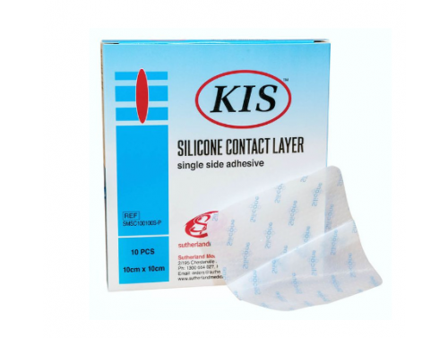 KIS SILICONE WOUND CONTACT LAYER DRESSING / 10CM X 10CM / BOX OF 10