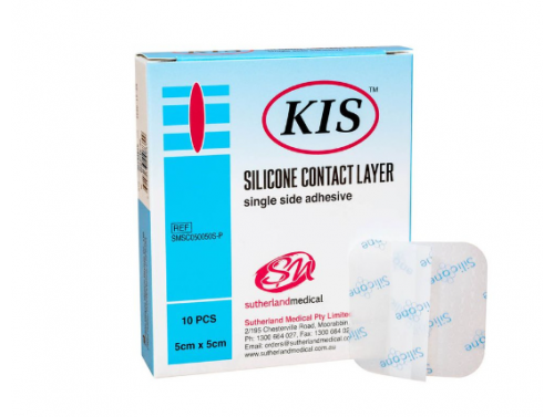 KIS SILICONE WOUND CONTACT LAYER DRESSING 5CM X 5CM, BOX OF 10