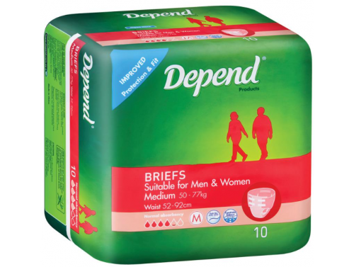 DEPEND ADULT CARE FITTED BRIEF / MEDIUM 10 X 4 / BOX OF 40 
