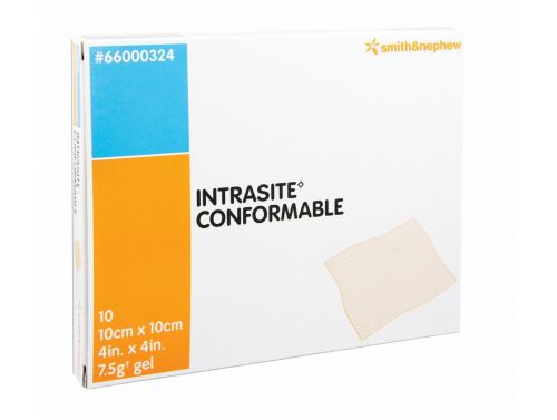 SMITH & NEPHEW INTRASITE CONFORMABLE HYDROGEL IMPREGNATED NON-WOVEN DRESSING STOCKING / 10X 10CM / BOX OF 10