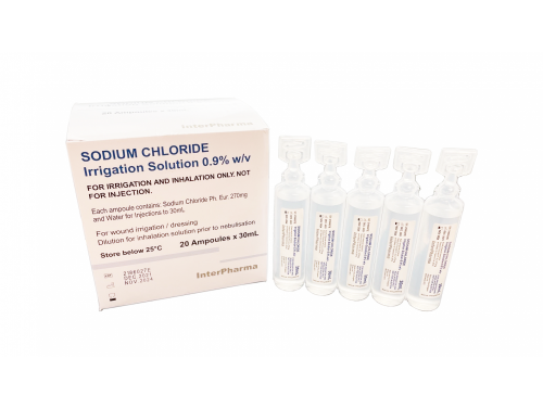 SODIUM CHLORIDE 0.9% / 30ML / AMP WITH IRRIGATION SOLUTION BP / PACK OF 20
