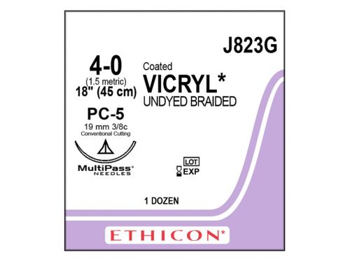 VICRYL 3/8 CIRCLE SUTURES / 4-0 / 19MM / 45CM / DS19 / BOX OF 12
