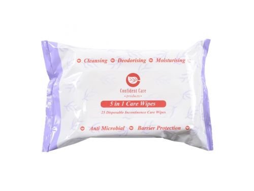 WIPES INCONTINENCE CARE / 5 IN 1 / PACK OF 25