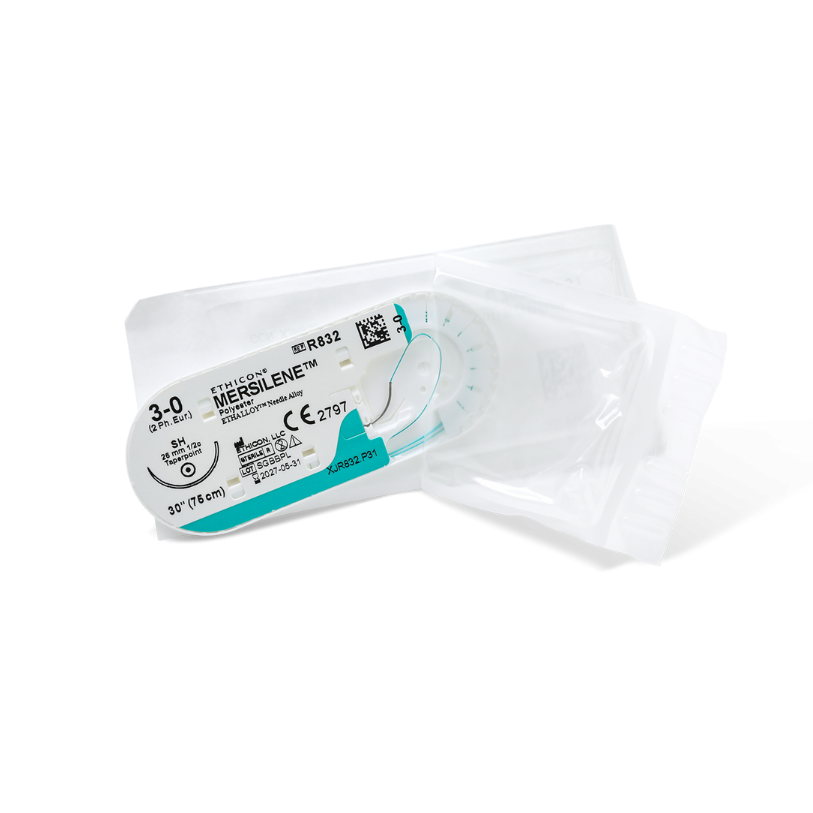 ETHICON MERSILENE® POLYESTER FIBER SUTURE / 4-0 / WHITE / BRAIDED/ 45CM / S2 / BOX OF 12 photo