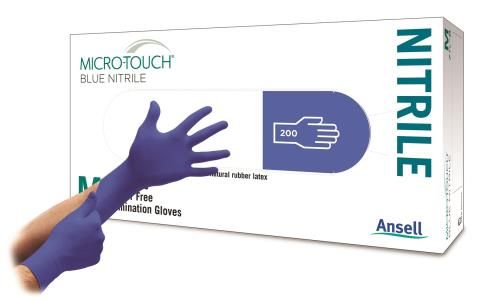 ANSELL MICRO-TOUCH BLUE NITRILE EXAMINATION GLOVES photo