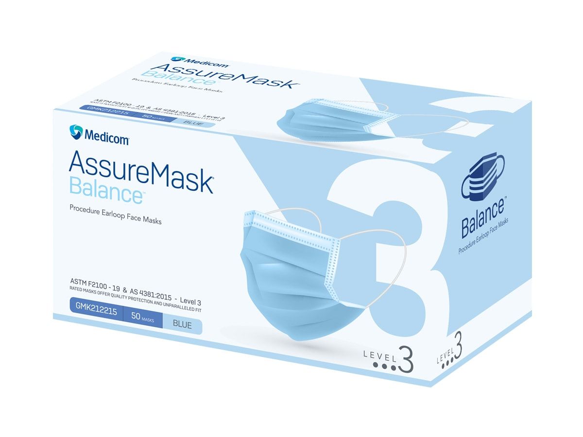 ASSURE BALANCE LEVEL 3 EARLOOP MASK / BOX OF 50  photo