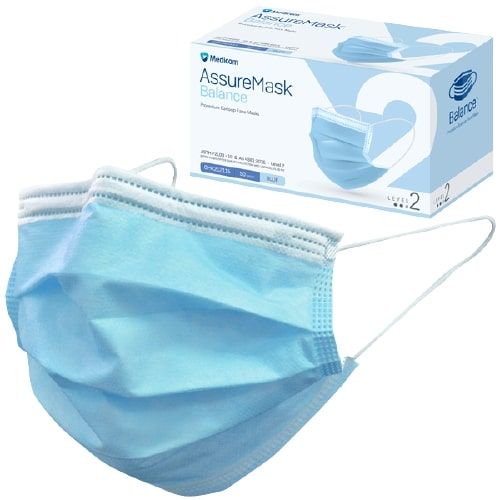 ASSURE MASK LEVEL 2 PROCEDURE EARLOOP FACE MASKS / BLUE / BOX OF 50 photo