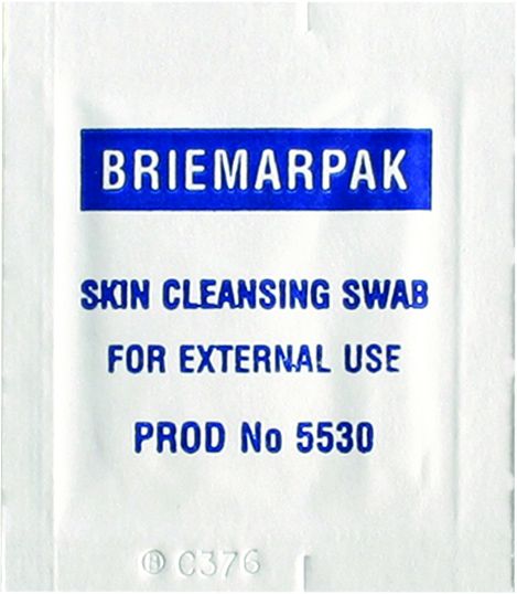 BRIEMAR SKIN CLEANSING ALCOHOL SWABS / 30MM X 56MM / BOX OF 200 photo