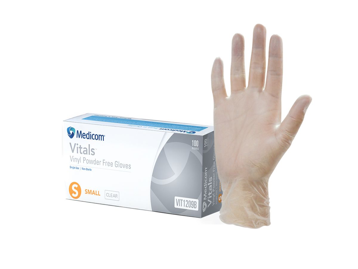 GLOVE VINYL Vitals PF CLEAR SML photo