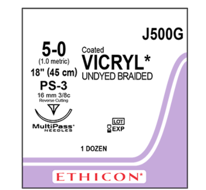 VICRYL COATED SUTURES / 5-0 / 16MM / 45CM / BOX OF 12 photo