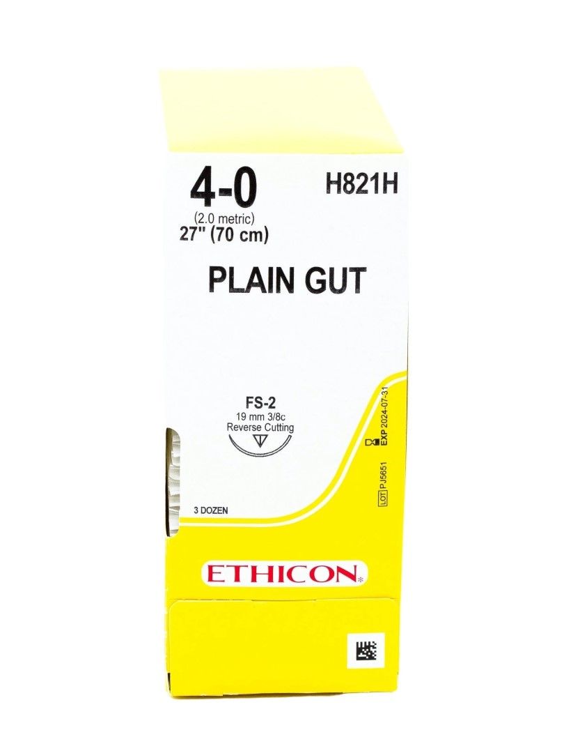 ETHICON CATGUT PLAIN 3/8 SUTURE / 4-0 / 70CM / RC / BOX OF 36 photo