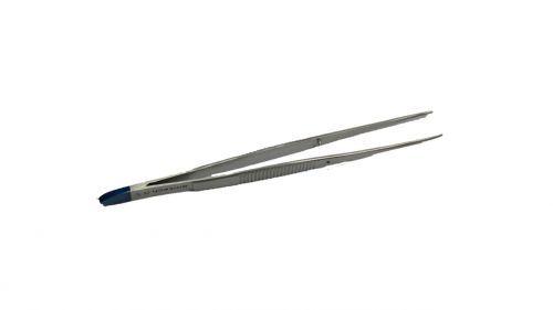 AMTECH PLAIN FINE TIP MICRO FORCEPS / NON TOOTHED BLUE END / STERILE / 13CM