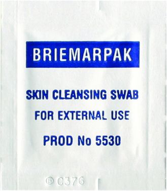BRIEMAR SKIN CLEANSING ALCOHOL SWABS / 30MM X 56MM / BOX OF 200