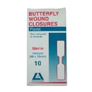 BUTTERFLY WOUND CLOSURES / STERILE / 46MM X 10MM / BOX OF 10