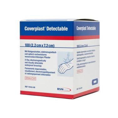 COVERPLAST DETECTABLE X-RAY AND METAL DETECTABLE WATERPROOF DRESSING / 7.5 X 5CM / BOX OF 100