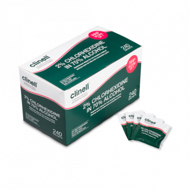 CLINELL 2% CHLORHEXIDINE IN 70% ALCOHOL DISINFECTANT WIPES / PACK OF 240