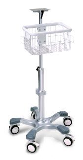 EDAN CENTER POLE TROLLEY (ROLL STAND) WITH BASKET AND LOCKING CASTERS