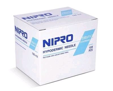 NEEDLE NIPRO HYPO / 23G X1-1/2 / BOX OF 100