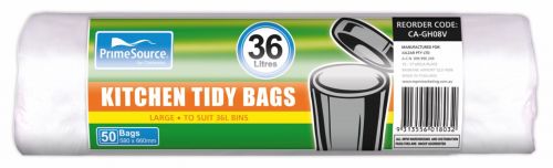 PRIMESOURCE KITCHEN TIDY BAGS / WHITE / ROLL OF 50