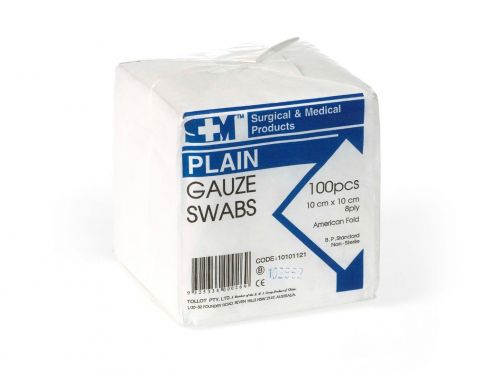 GAUZE SWABS / NON STERILE / NON WOVEN / 4 PLY / 7.5 x 7.5CM / PACK OF 100