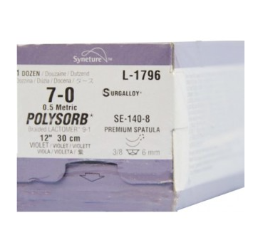 POLYSORB PREMIUM SPATULA SUTURES / 7-0 / 6MM / 45CM / SE-140-8 / BOX OF 12