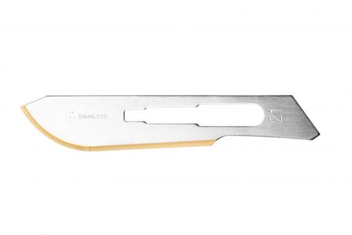 TAYLOR'S GOLD STAINLESS STEEL SCALPEL BLADE / SIZE 21 / BOX-100