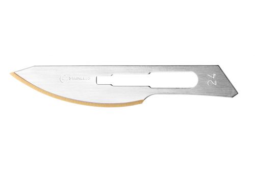 TAYLOR'S GOLD STAINLESS STEEL SCALPEL BLADE / SIZE 24 / BOX-100