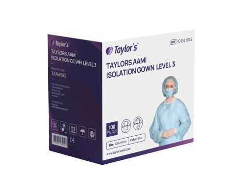 TAYLORS AAMI LEVEL 3 ISOLATION GOWN / 10 PACK