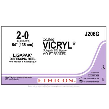 ETHICON VICRYL LIGAPAK / 2-0 / 135CM / VIOLET / BOX OF 12