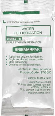 STERILE WATER FOR IRRIGATION / 30ML SATCHET/ BOX 75