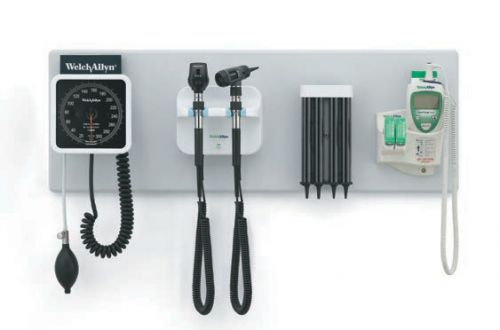 WELCH ALLYN GS77 INTEGRATED SYSTEM WITH 117200 PANOPTIC OPTHALMOSCOPE, 23610 MACROVIEW, 76700 LOCKING COLLARS AND LED LAMPS