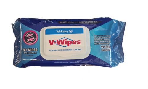 WHITELEY V-WIPE HOSPITAL GRADE DISINFECTANT WIPES / 230MM X 330MM / 80 WIPES