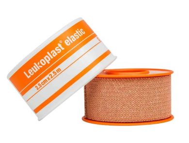 LEUKOPLAST ELASTIC / TAN / ZINC OXIDE TAPE / 2.5M / SINGLE ROLL